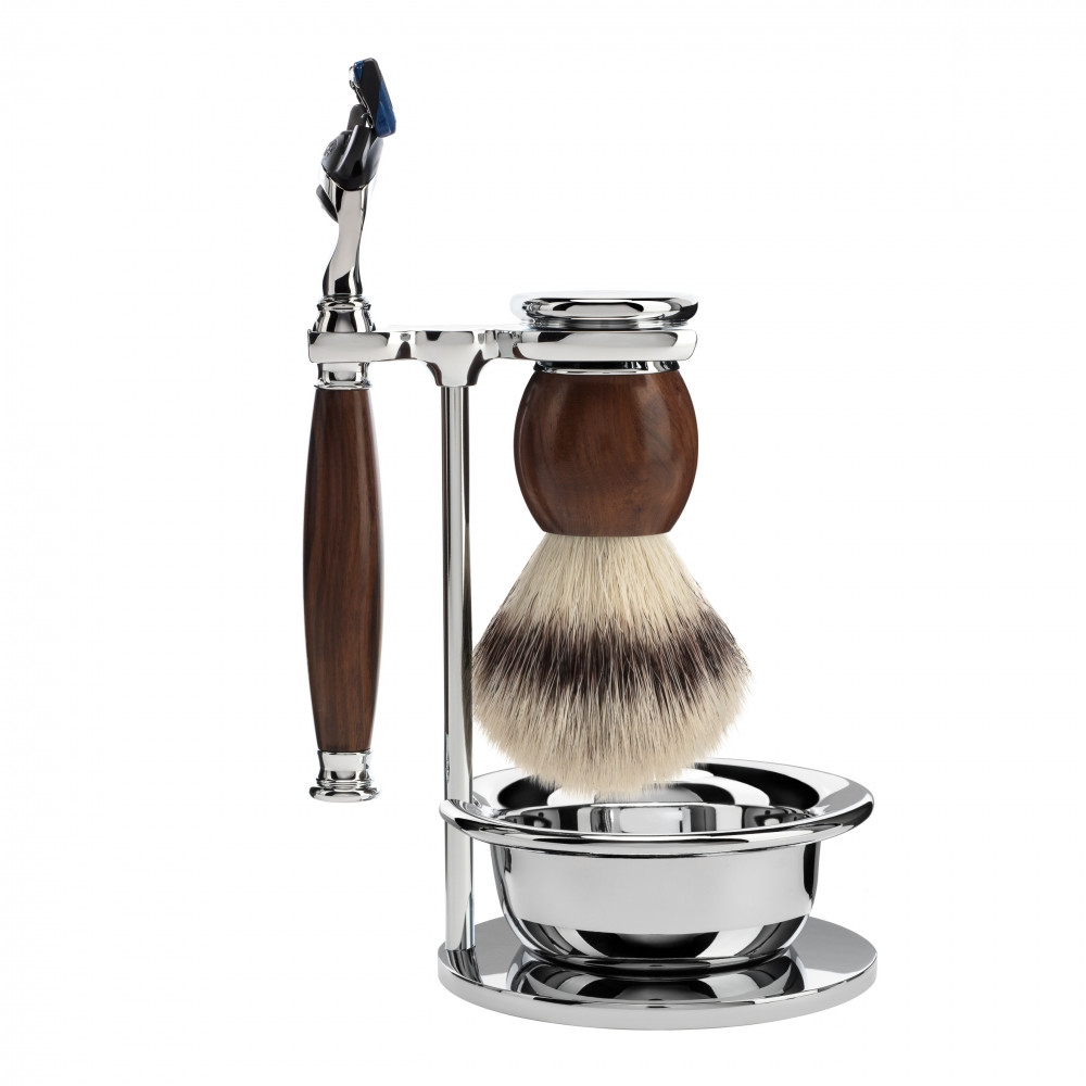 17: Mühle Barbersæt med Skraber, Fibre Barberkost, Holder og Skål, Sophist, Ironwood