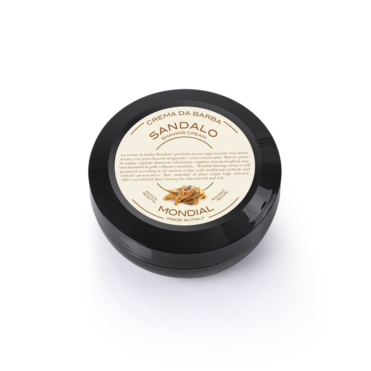 8: Mondial Shaving Barbercreme i Rejsestørrelse, Sandalwood, 75 ml.