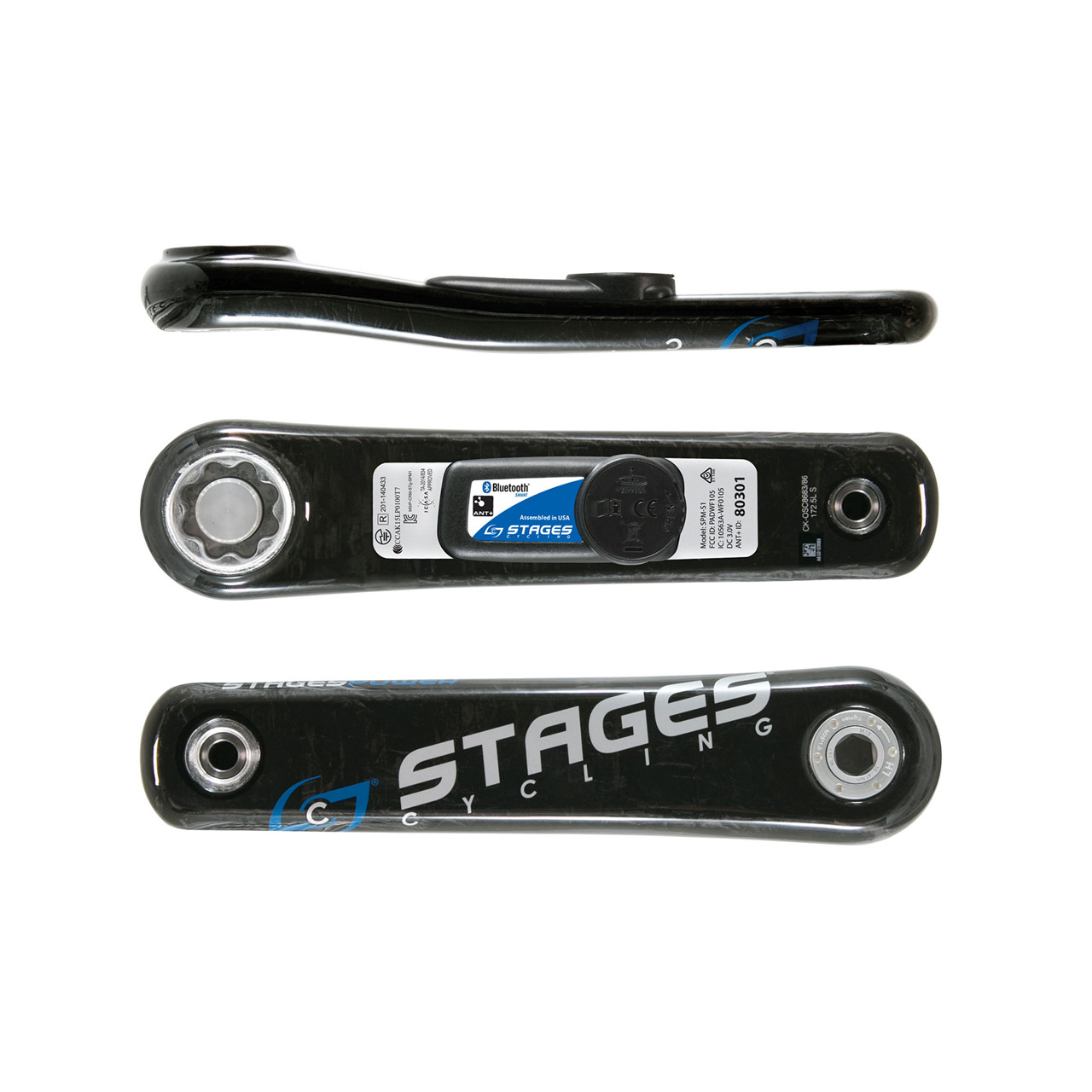 Cykler Stages Wattmåler - Carbon Til Sram & Race Face (Black, 170 Mm) Cykel Tilbehør||||||Pedalarme Med Wattmåler