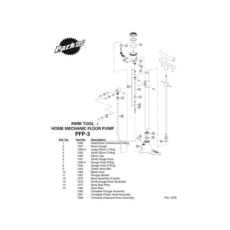 Kugle F. Pumpeslange Kort Pfp-3 > Park Tool||Fodpumpe Dele