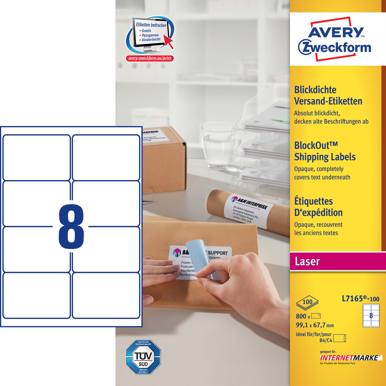 Carta Etichette Avery L7165-500 - 8 Fogli, Bianco, Per Ufficio E Casa