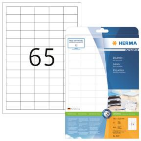 Etiketter - Herma Premium 38,1x21,2 mm - A4 - Hvid - 25 stk