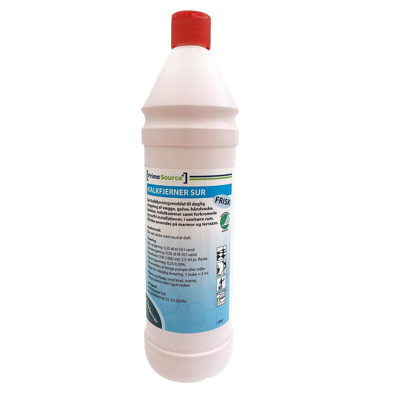 Kalkfjerner Stærkt surt Prime Source Frisk 1ltr Svanemærket med Farve/Parfume - 12 fl x 1 ltr/krt