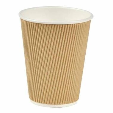Kaffebæger Pap Ø90xH110mm 30cl 12oz Ripple Wall Natur - 20 ps x 25 stk/krt