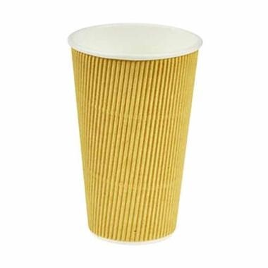 Kaffebæger Pap Ø90xH135mm 40cl 16oz Ripple Wall Natur - 20 ps x 25 stk/krt