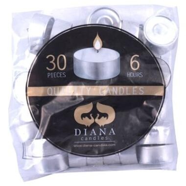 Fyrfadslys Brændetid 6 timer Hvid paraffin 30 stk - 18 ps x 30 stk/krt