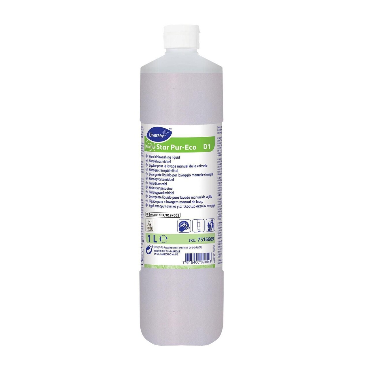 Håndopvask Suma Star Pur-Eco D1 Ecolabel uden Farve/Parfume 1 ltr - 6 fl x 1 ltr/krt