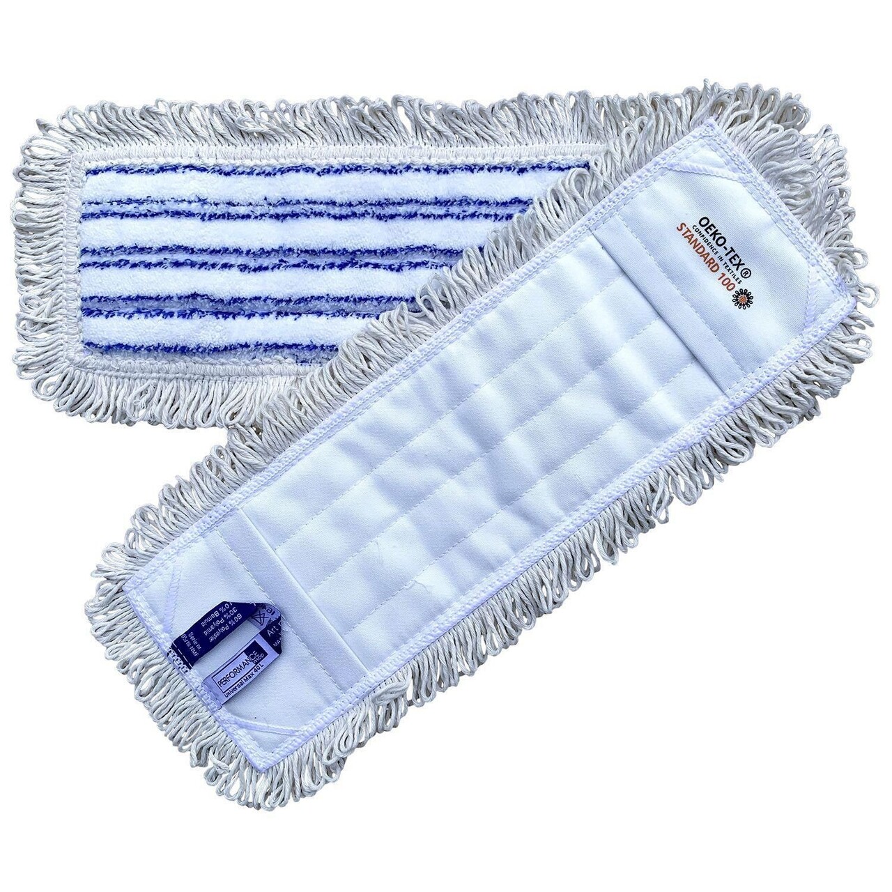 Moppe Lommer Universal Mop Max 40cm Microfiber Öko-tex med Løkker Hvid Tør/Våd - 1 Stk