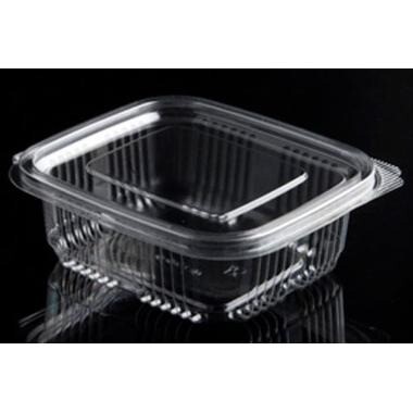 Plastbæger Catersource 250 ml 85x97x41 mm firkantet hængslet låg RPET Klar - 5 ps x 100 stk/krt