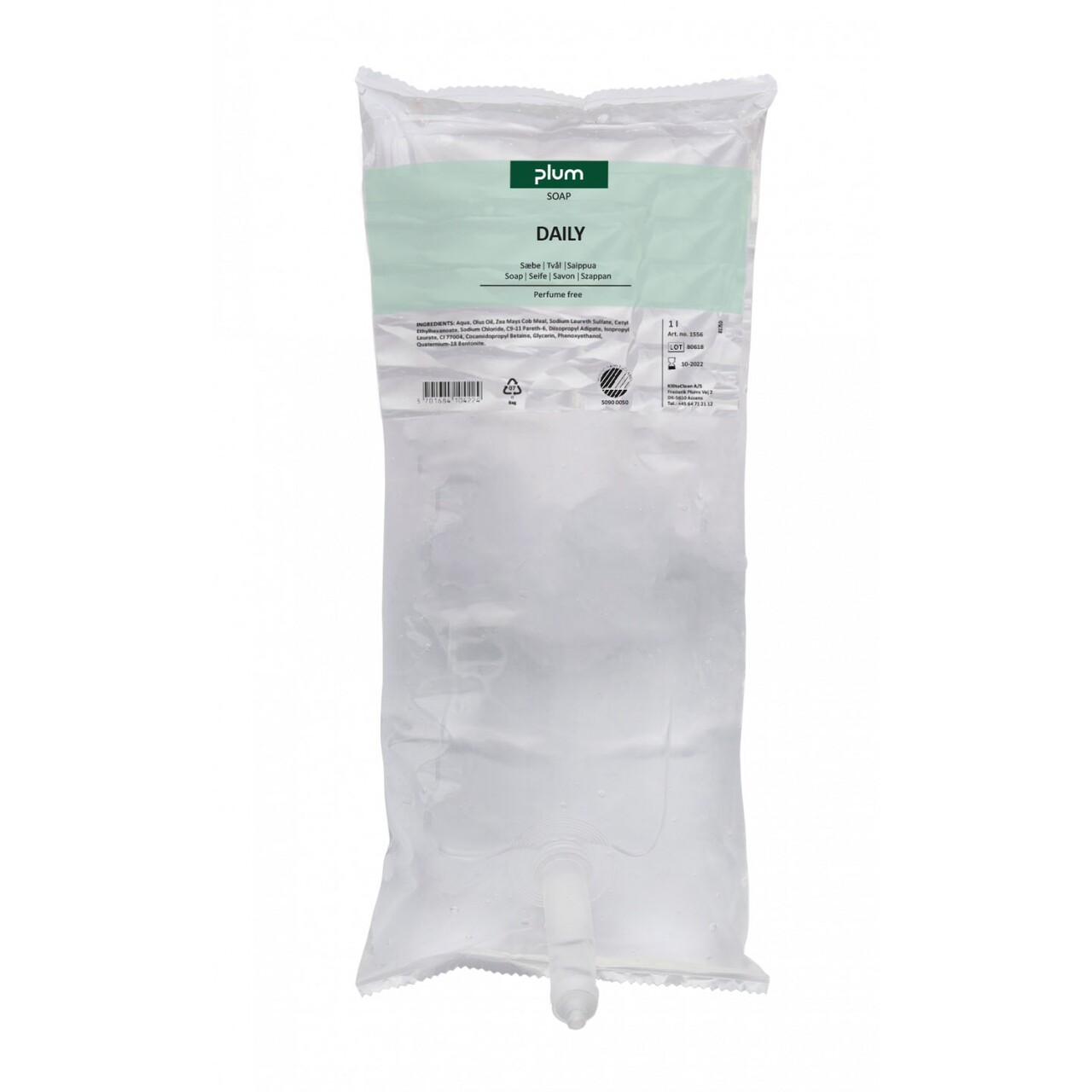 Cremesæbe Plum Daily til CombiPlum dispenser Svanemærket uden Parfume 1 ltr - 6 fl x 1 ltr/krt