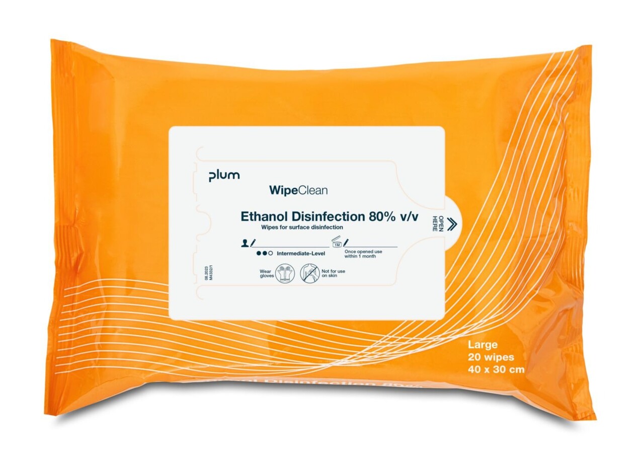Desinfektion Serviet PLUM Ethanol Disinfection wipe Large 40x30 cm Orange - 12 pk x 20 stk/krt