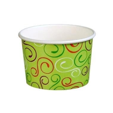 Isbæger 120/140 ml 3 oz Ø74x49 mm Pap Green twiddle - 20 ps x 50 stk/krt