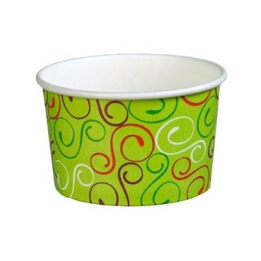 Isbæger 120/160 ml 4 oz Ø79x43 mm Pap Green twiddle - 20 ps x 50 stk/krt