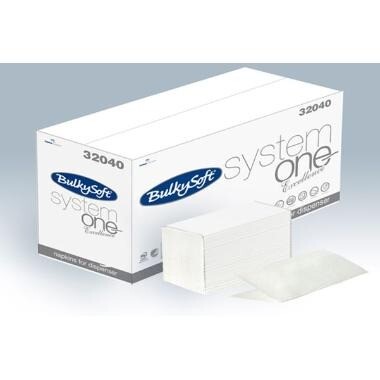 Serviet BulkySoft 21x16cm 2-lag Interfold Til ONE System Dispenser Hvid - 20 pk x 200 stk/krt