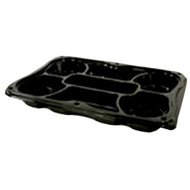 Plastbakke 7-rum 350x240x70 mm sort fad med løst klart låg RPET - 25 stk/krt