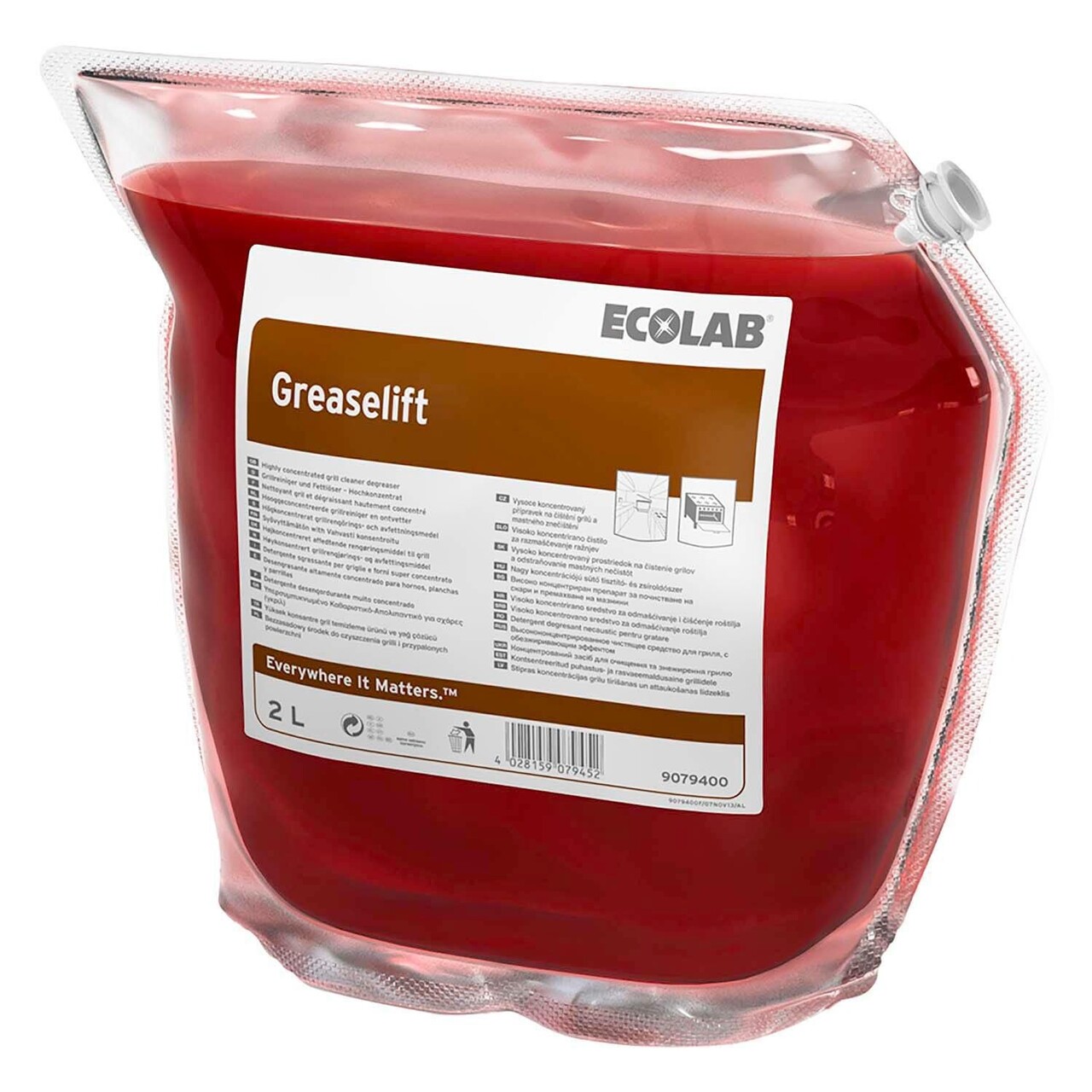 Ovn- og grillrengøring Flydende KitchenPro Greaselift Højkoncentrat 2 ltr Rød - 2 fl x 2 ltr/krt