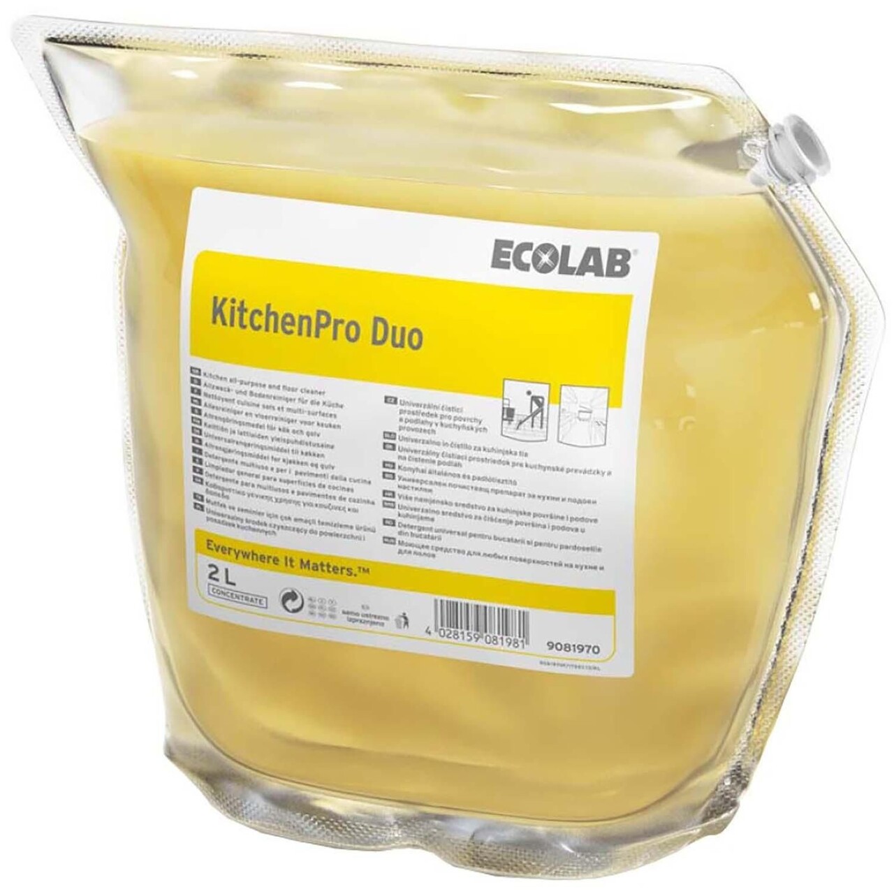 Universalrengøring KitchenPro Duo Højkoncentrat t/Køkken/Fødevareind. Gul - 2 fl x 2 ltr/krt