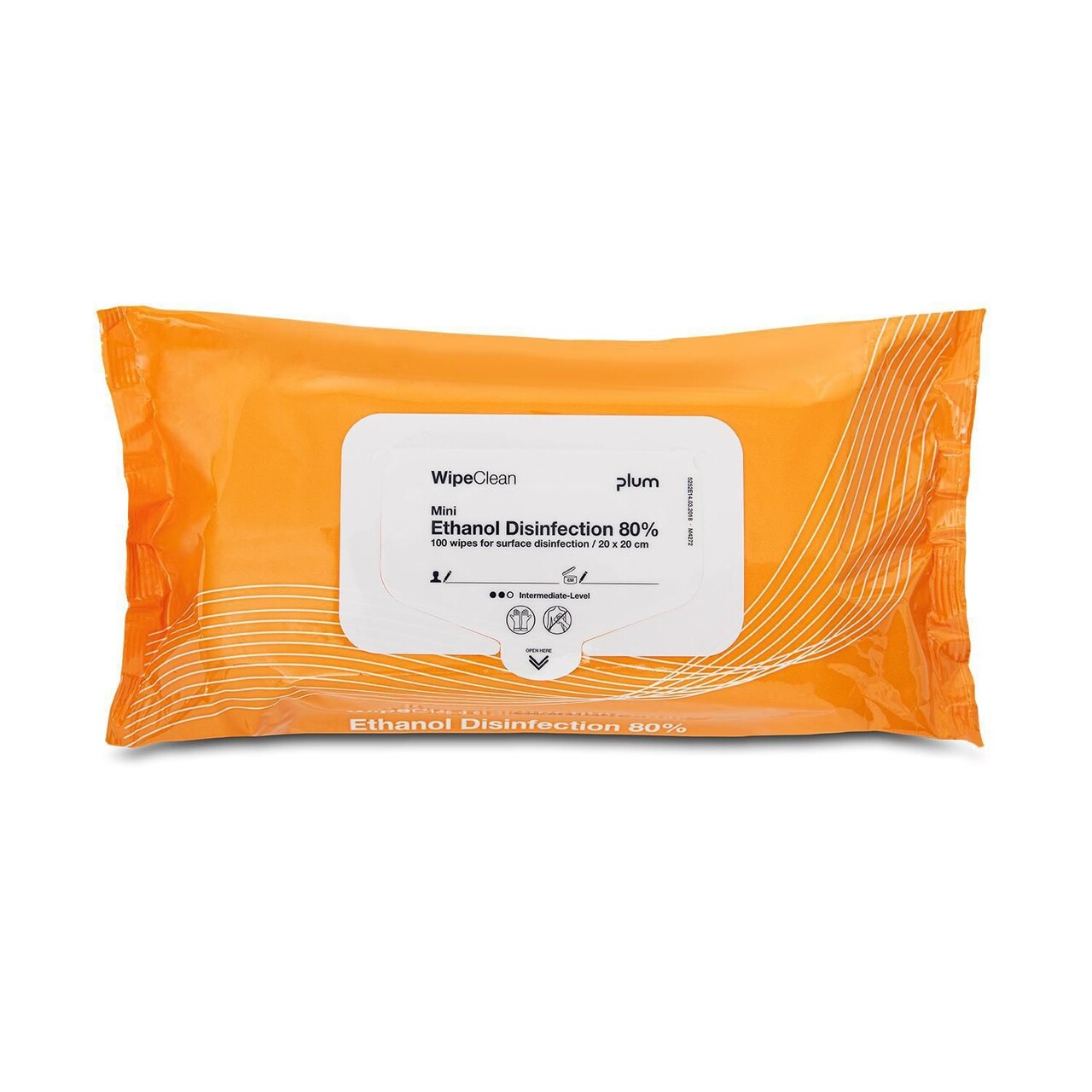 Desinfektion Serviet Plum WipeClean Ethanol Disinfec 80% Mini 20x20cm Orange - 12 pk x 100 stk/krt