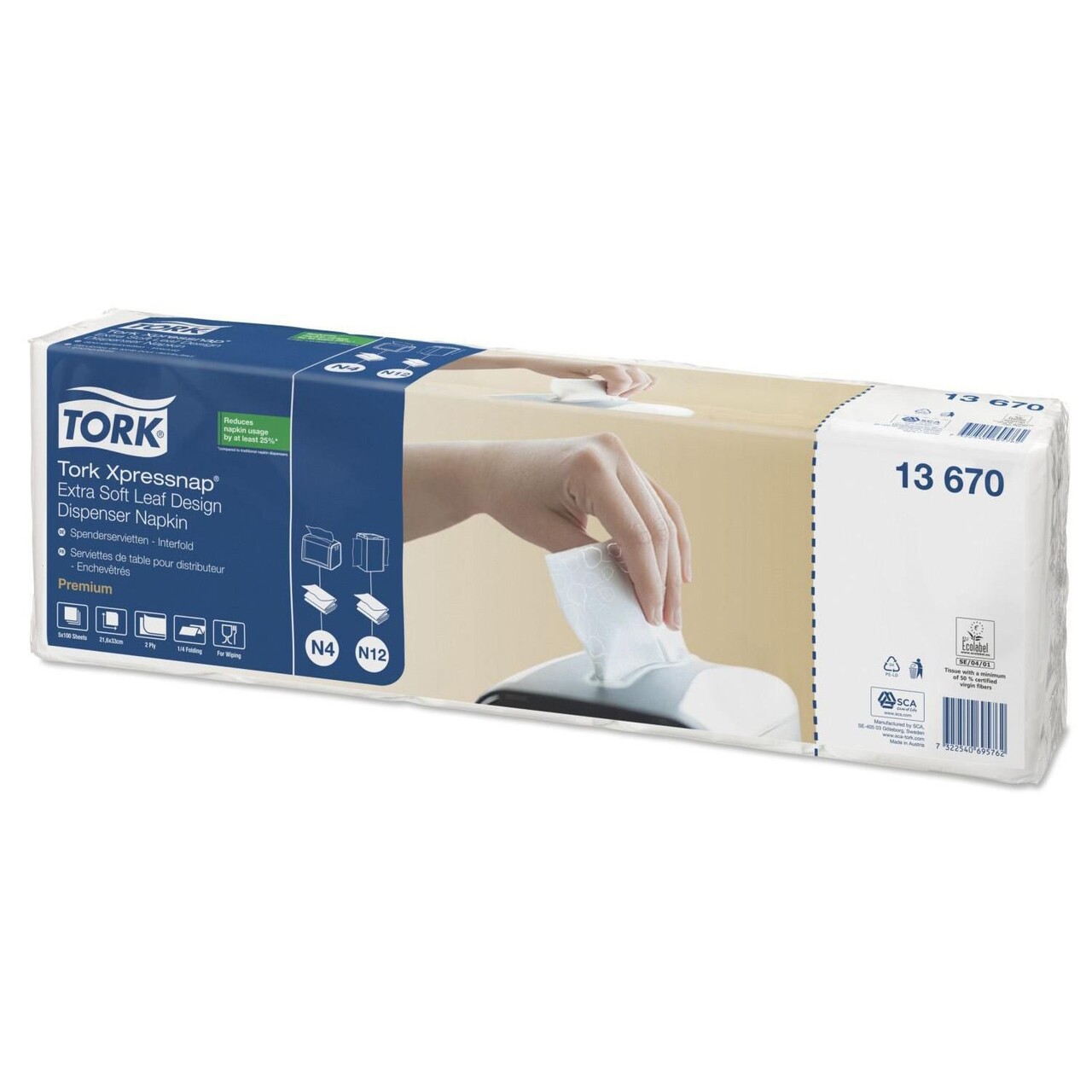 Serviet Tork 13670 N4 Xpressnap Extra Soft 216x330mm 2-lag Interfold Hvid - 8 pk x 500 stk/krt