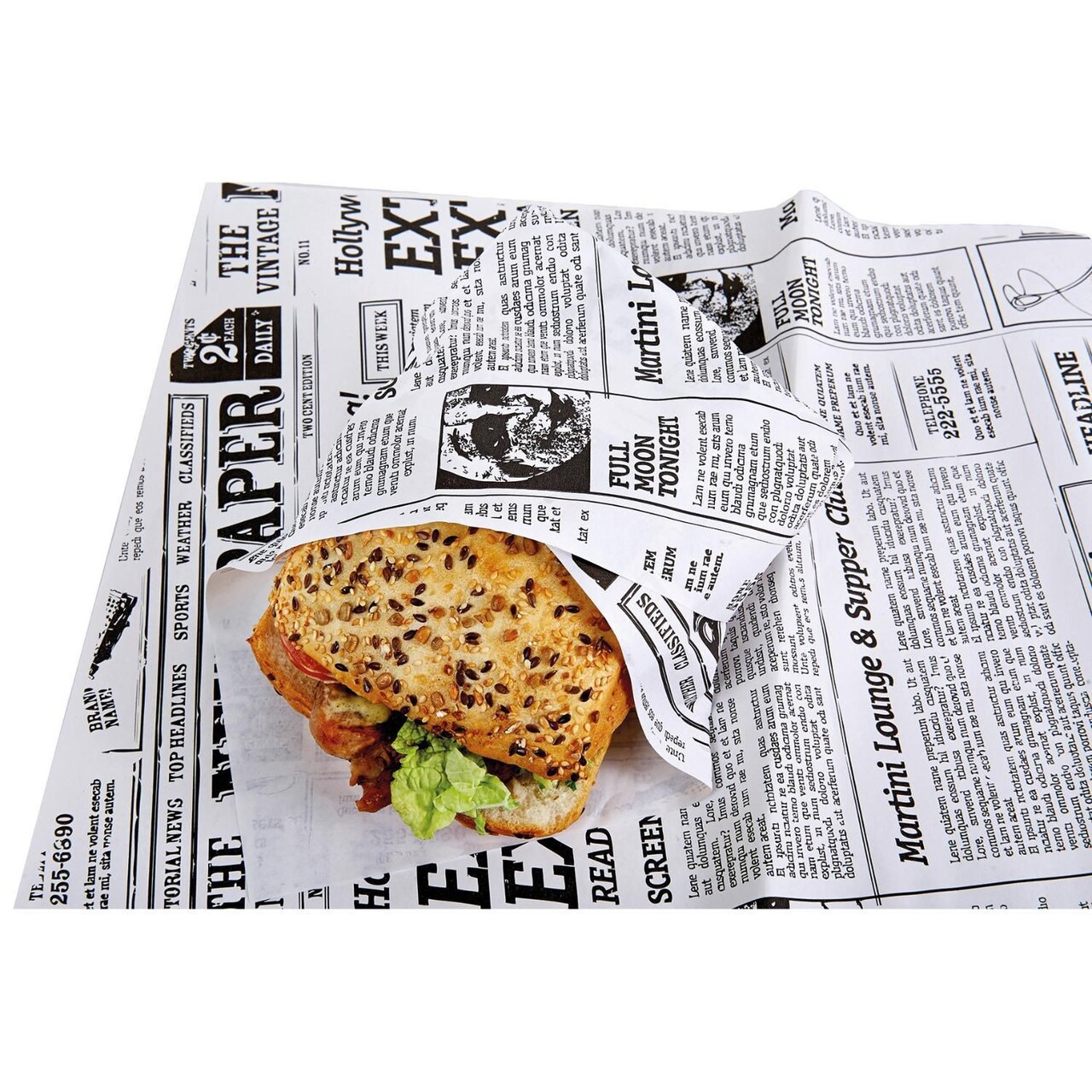 Sandwichpapir Old News 37x50 cm 50+6 gr Duplex PE-belagt - 1000 Stk/krt