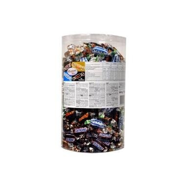 Chokolade Miniatures Mix Snickers/Bounty/Twix/Mars 296 stk 3 kg á dåsen - 3 ds x 296 stk/krt