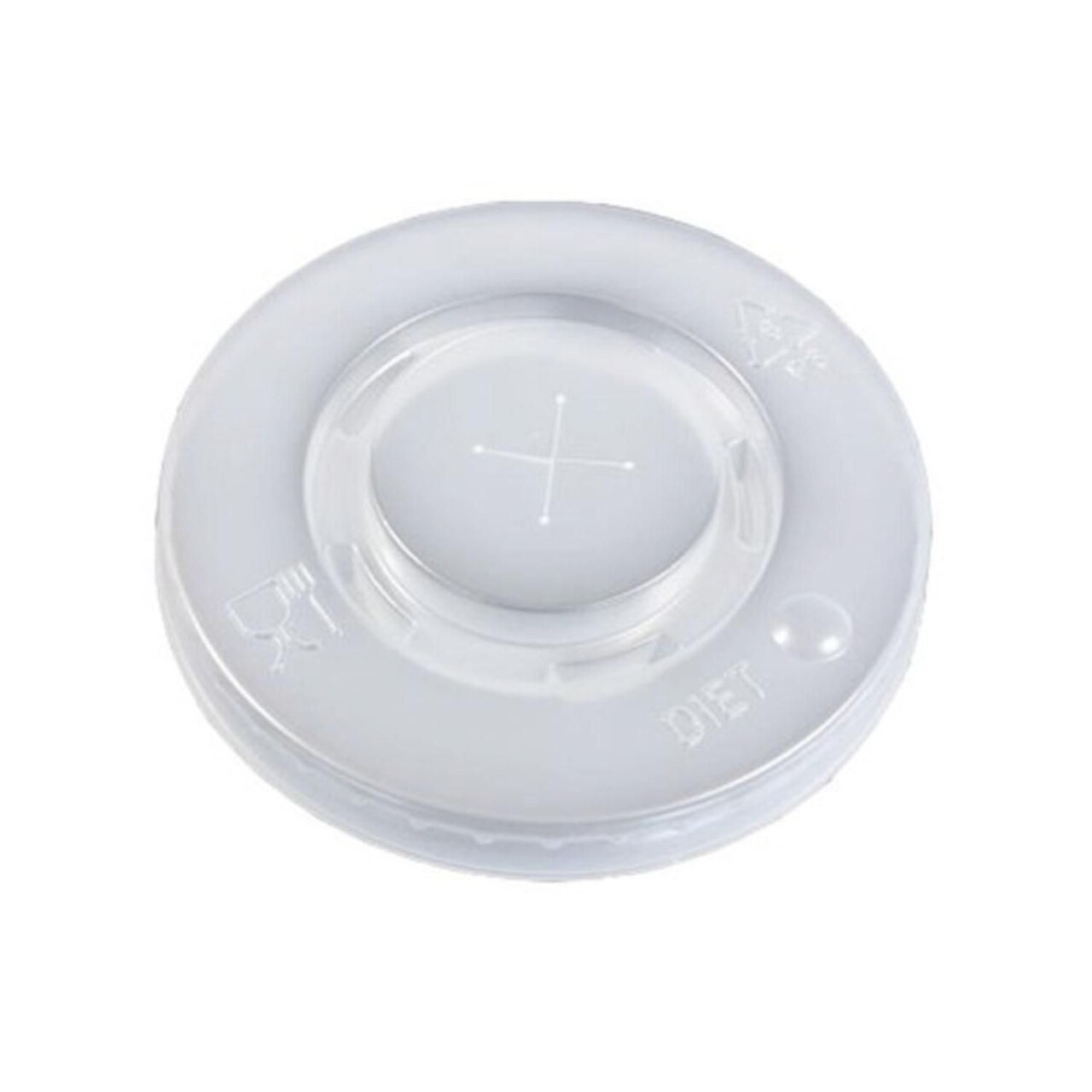 Plastlåg Ø90 mm Catersource Klar Flad med krydsTil Papbæger PS Plast - 20 ps x 100 stk/krt