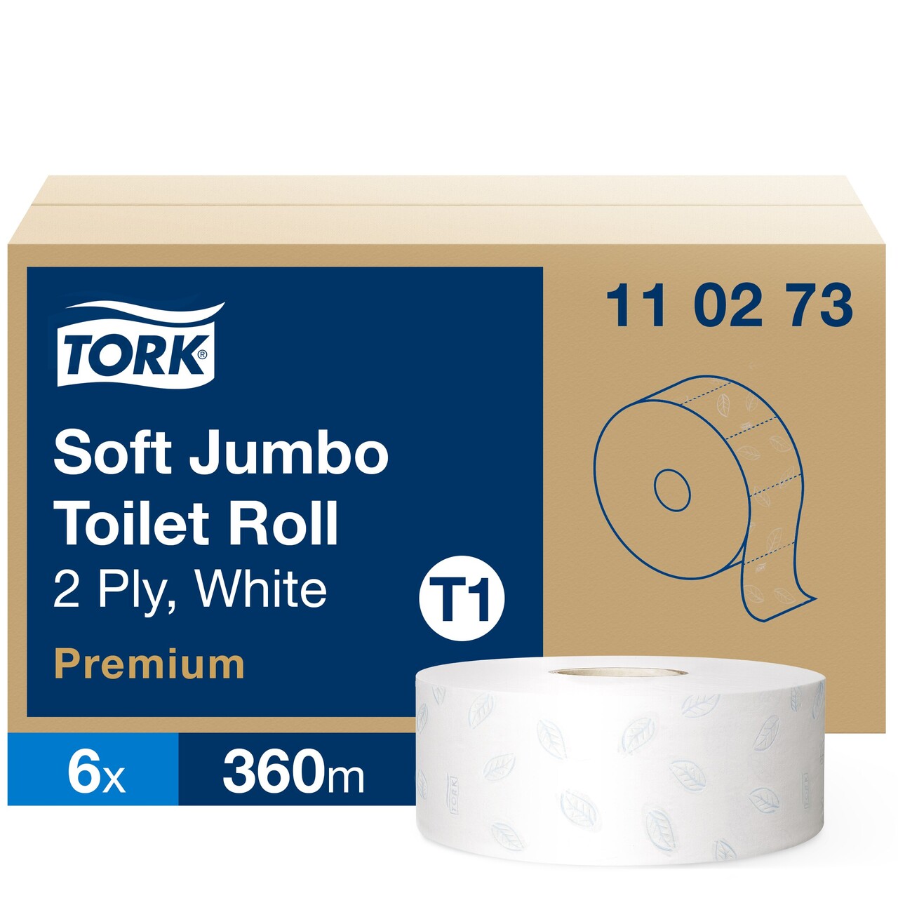 Jumborulle - Tork 110273 - 2-lags - 360 m - Hvid - 6 stk.