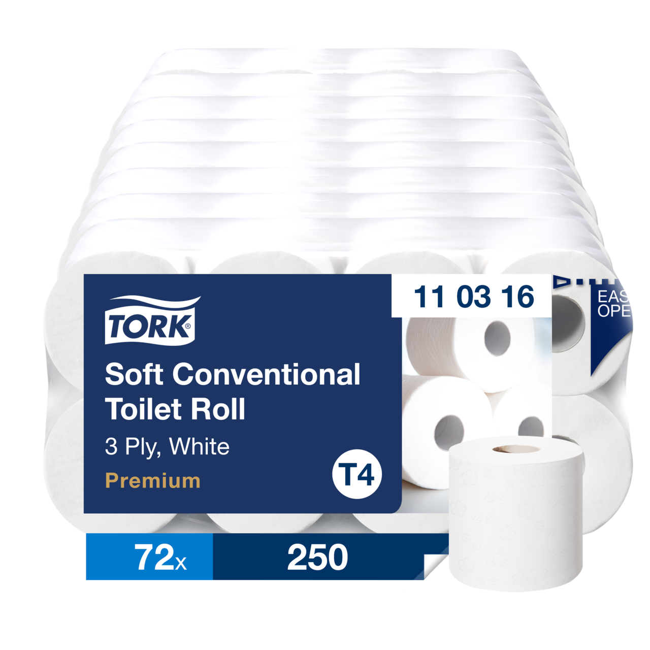 Toiletpapir - Tork 110316 T4 Premium - 3-lag - 29,5 m - 72 ruller