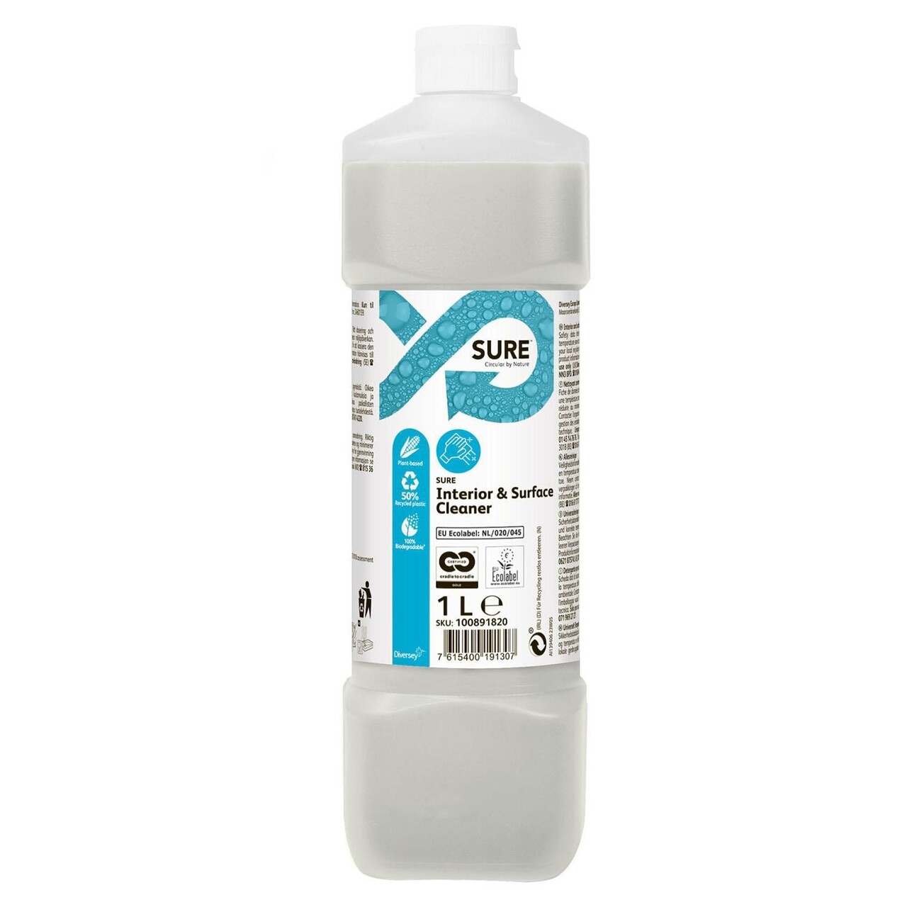 Universalrengøring SURE Interior&Surface Cleaner Plantebas. uden Parfume 1 ltr - 6 fl x 1 ltr/krt