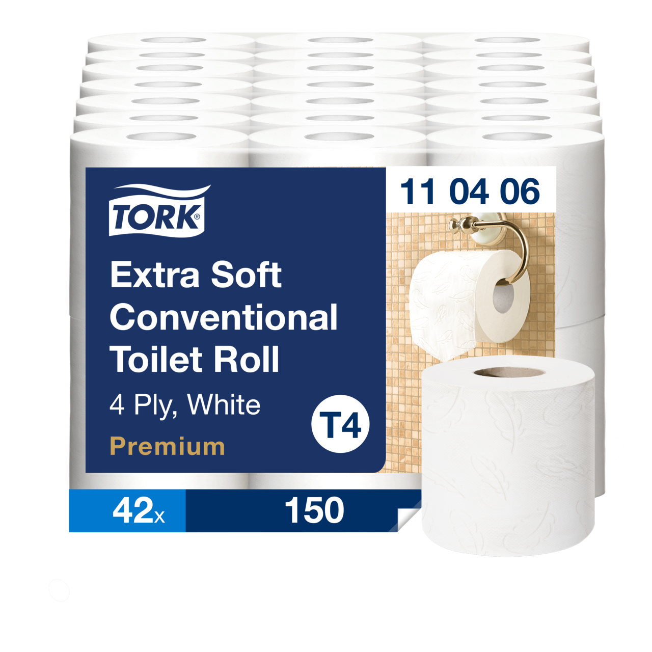 Toiletpapir Tork 110406 T4 4-lag 18,8m 110406 - 42 ruller