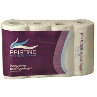 Køkkenrulle Pristine Extra Soft 2-lag Ø10.5cm L18mxB23cm Nyfiber Hvid - 8 pk x 4 rl/krt