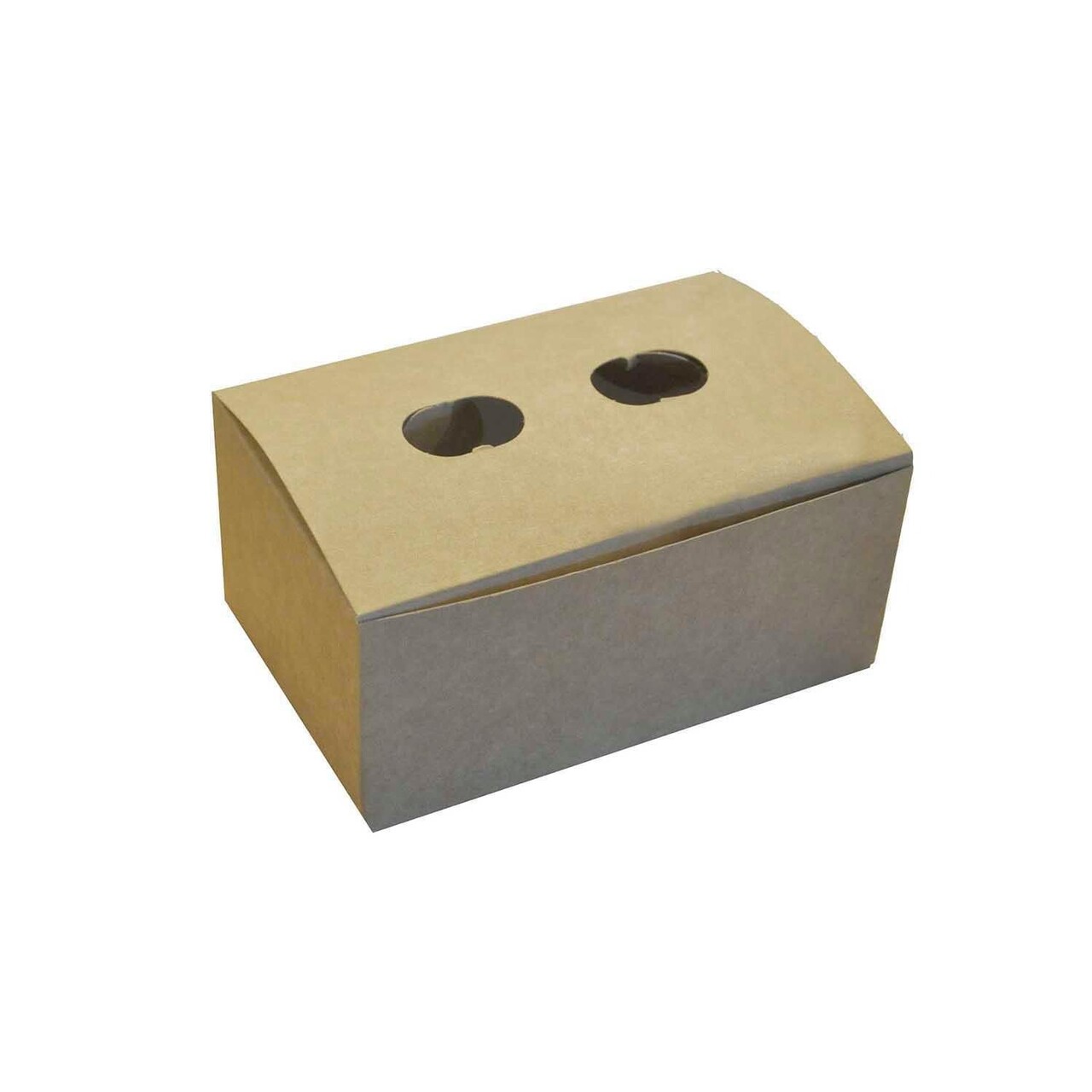 Pommes Frites Æske L140xB90xH65mm Pap/Plast med låg Brun/Hvid - 5 ps x 100 stk/krt
