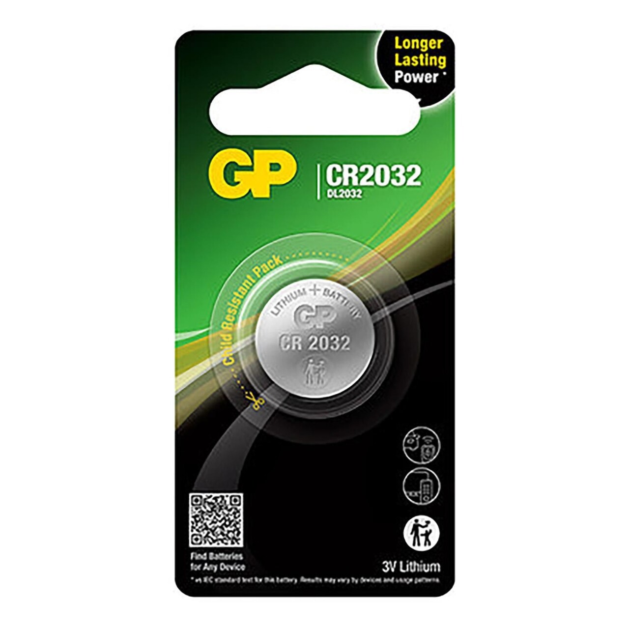 Batteri GP Lithium CR2032 1 stk/pk - 1 stk/pk