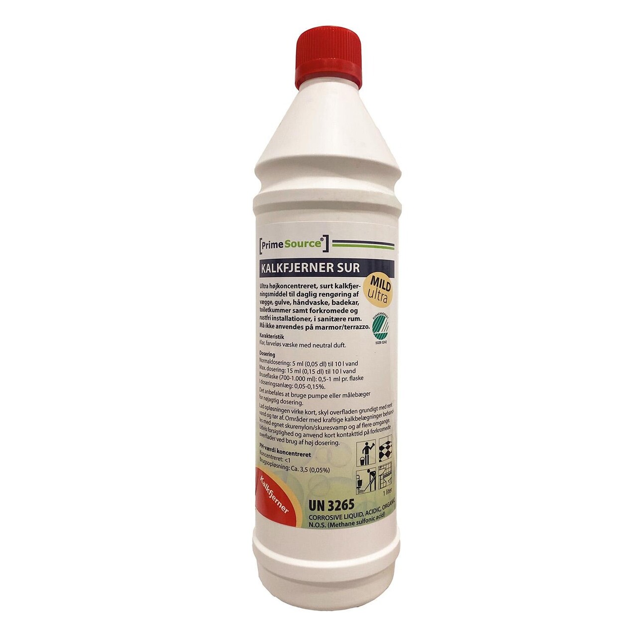 Kalkfjerner Stærkt surt Prime Source Mild Ultra 1ltr Svanemærket uden Parfume - 12 fl x 1 ltr/krt