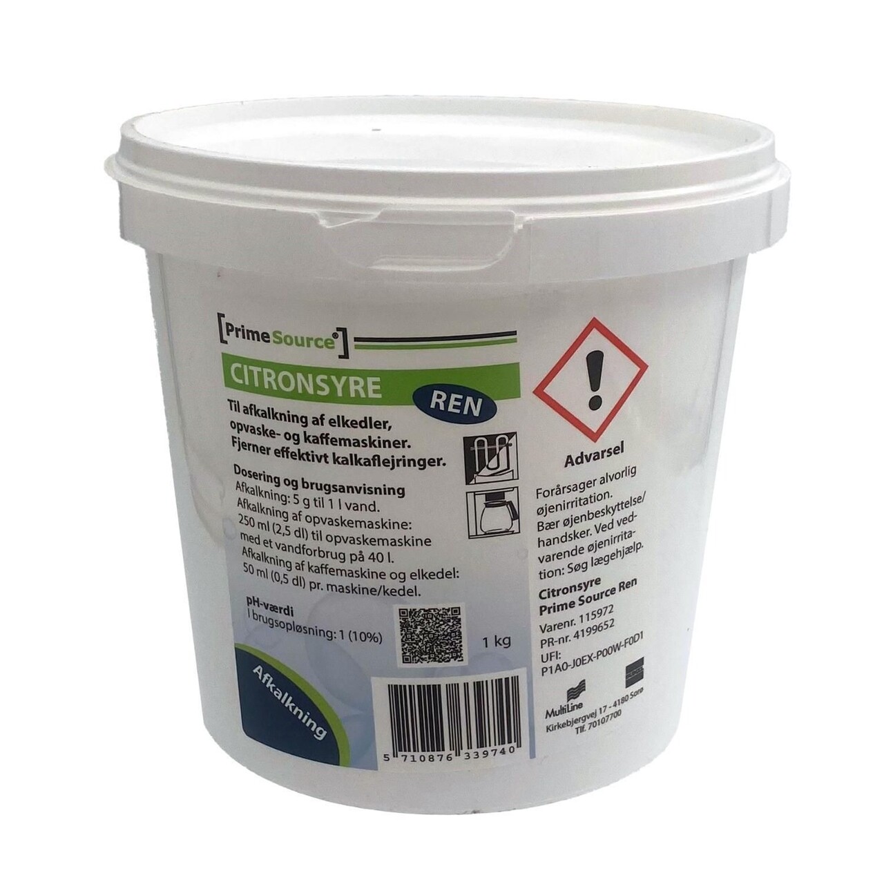 Citronsyre pulver - Prime Source - til afkalkning - 1 kg