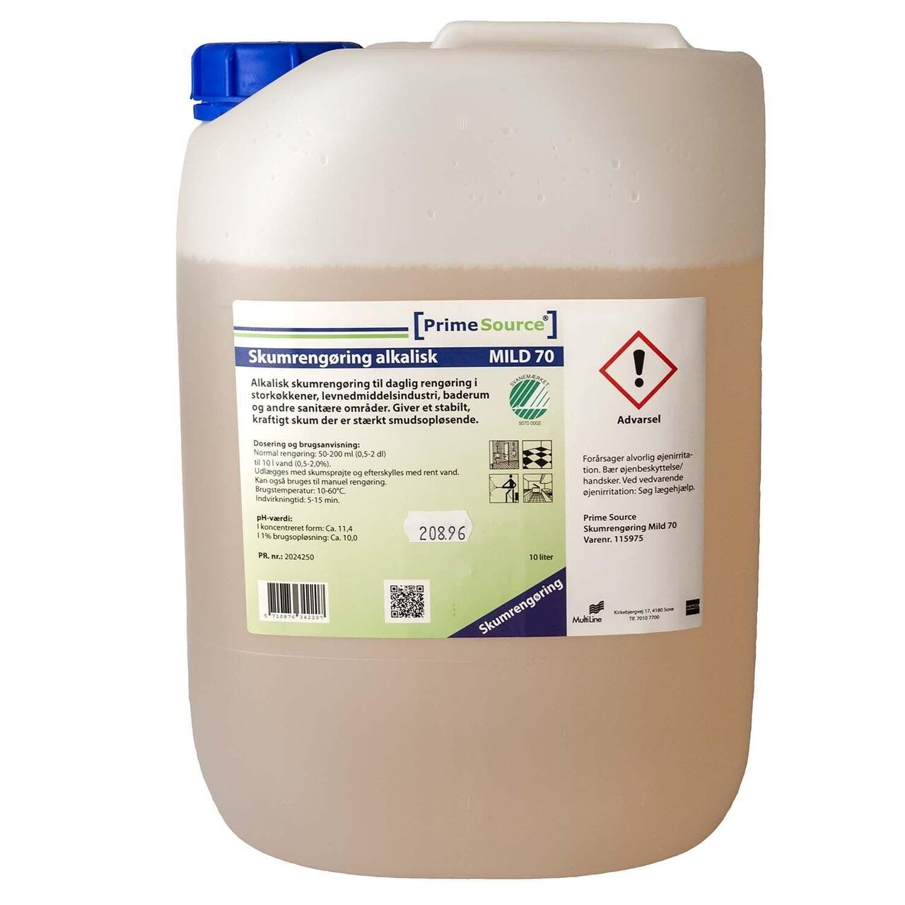 Skumrengøring Prime Source Mild 70 Alkalisk uden Farve/Parfume 10 ltr - 10 Ltr/dnk