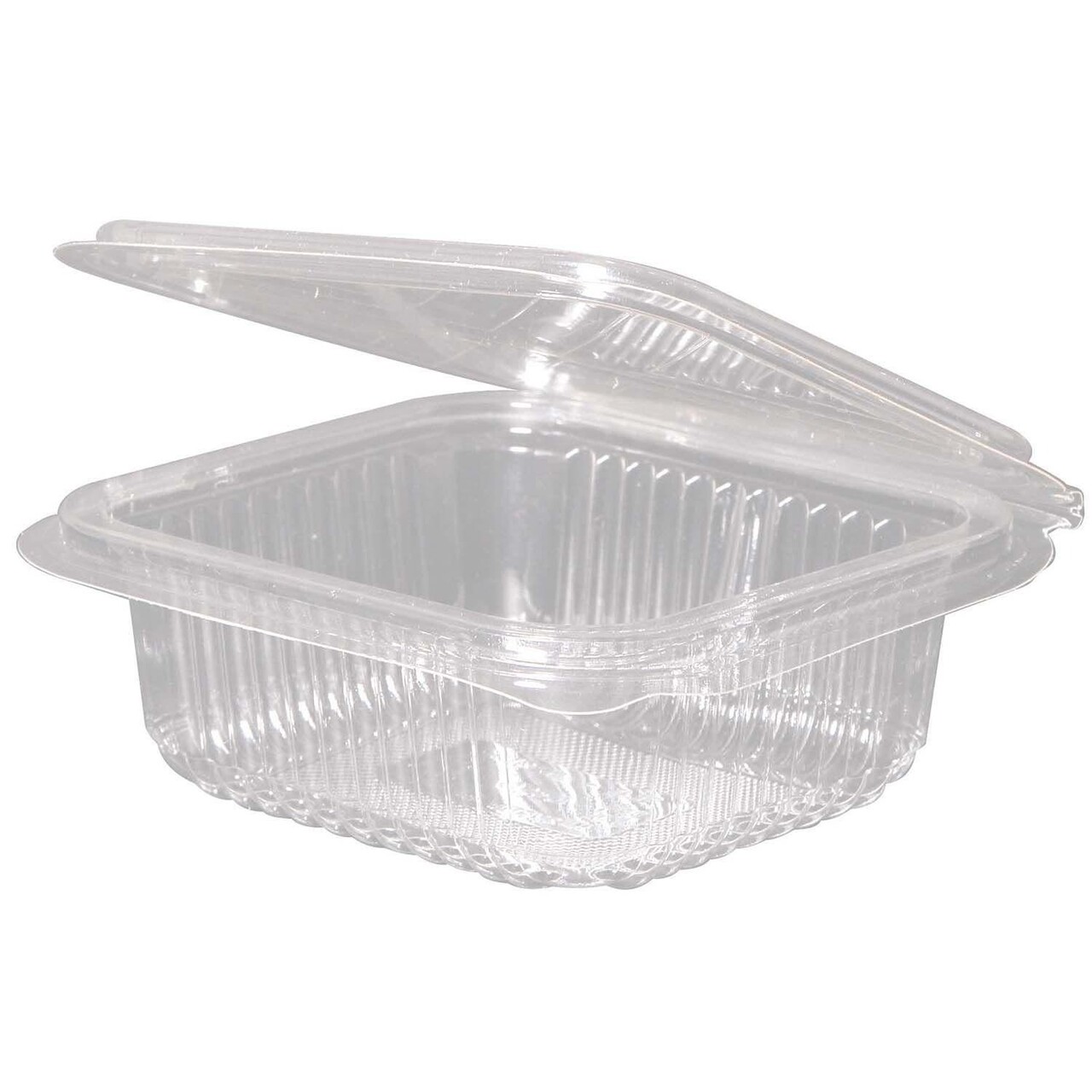 Plastbæger 250 ml 126x117x43 mm Firkantet Hængslet låg Bionedbrydelig Klar - 14 ps x 50 stk/krt