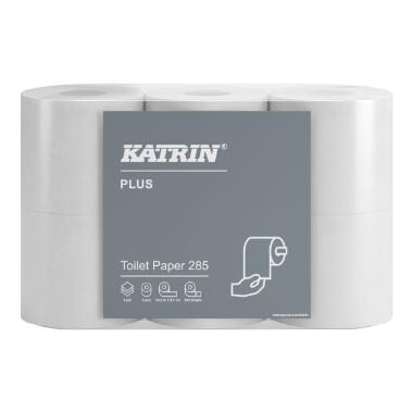 Toiletpapir, Katrin Plus, 3-lag, 35.6 m, Nyfiber - 7 pk x 6 rl/krt