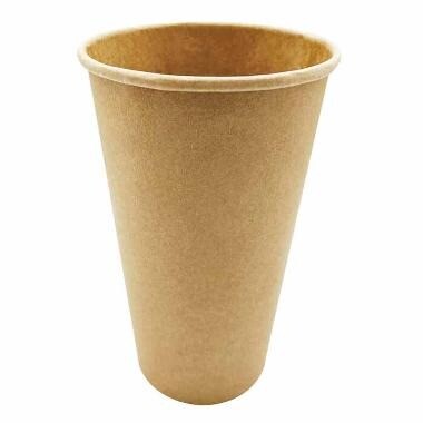 Kaffebæger Pap Ø90x137mm 40cl 16oz Single Wall Brun - 20 ps x 50 stk/krt