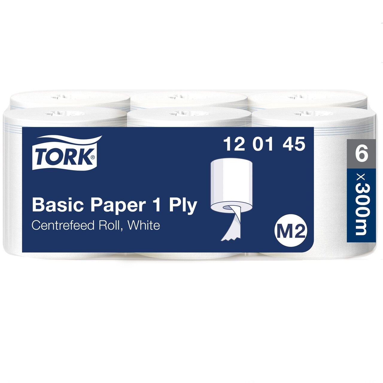 Aftørringspapir Tork 120145 Basic M2 1-lags - 6 ruller