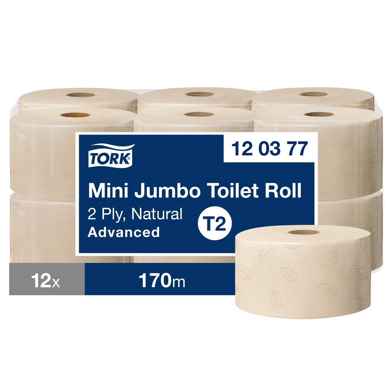 Toiletpapir Mini Jumbo - Tork 120377 Advanced T2 - 170m - 12 ruller