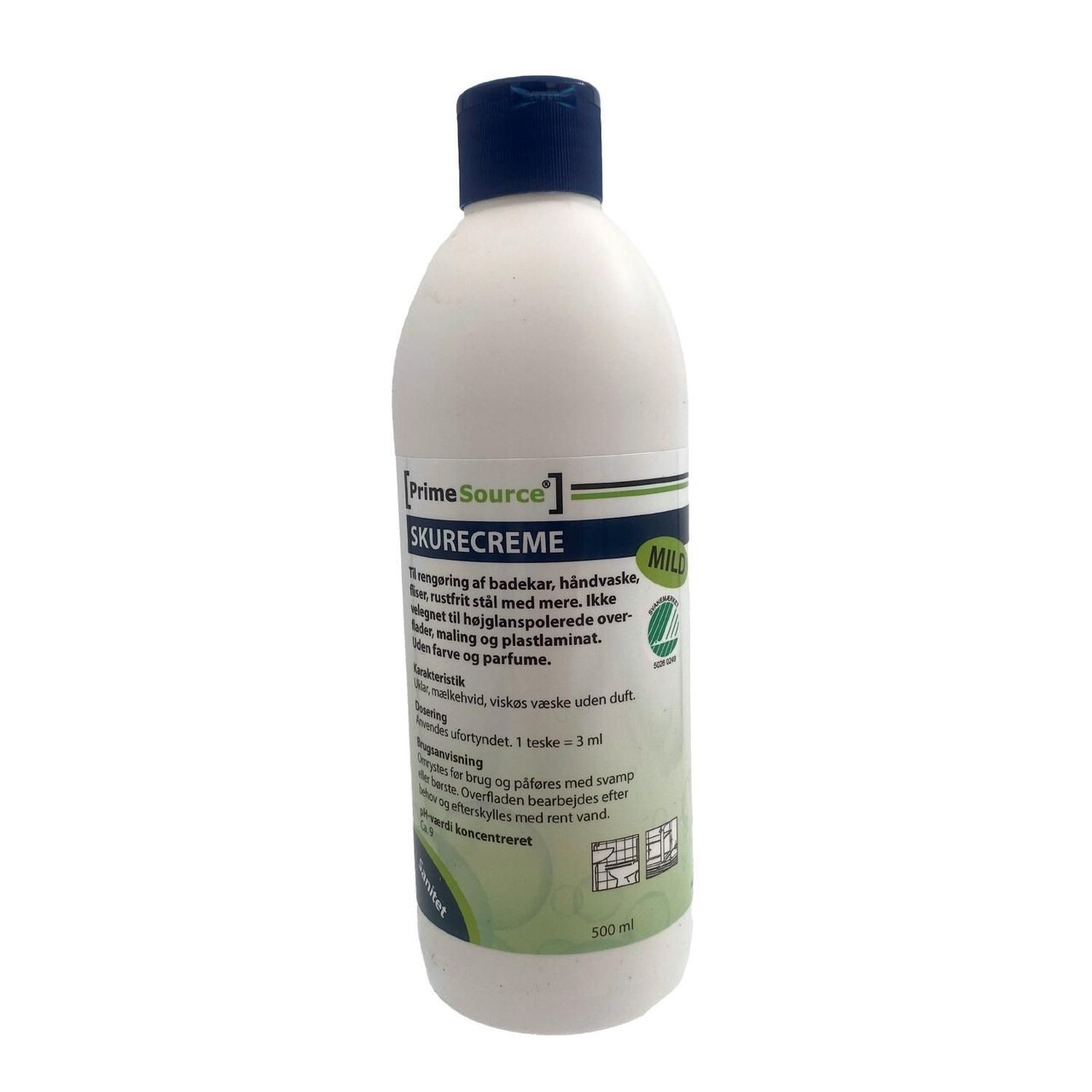 Skurecreme Prime Source Mild 500ml Svanemærket uden Farve/Parfume - 12 fl x 500 ml/krt