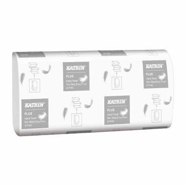 Håndklædeark Katrin Plus NonSto Z-Fold 2-lag L24xB20.6xD8.5cm Nyfiber Hvid - 18 pk x 150 stk/krt