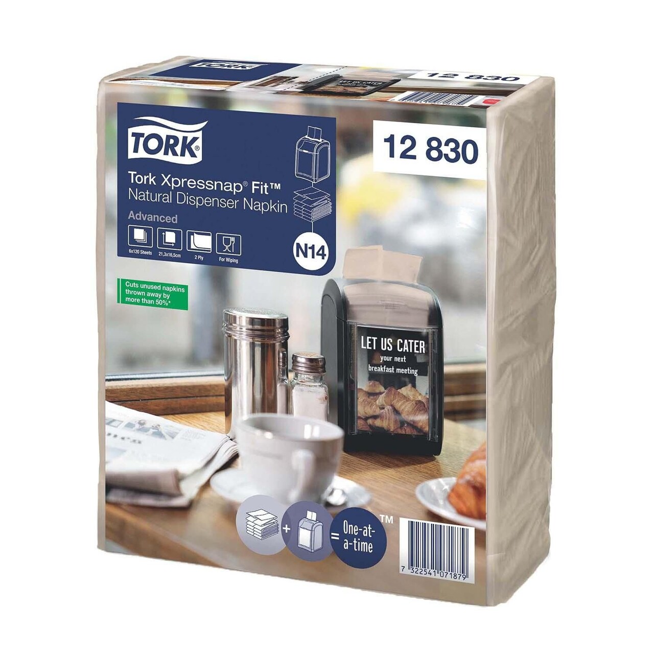 Serviet Tork 12830 N14 Xpressnap 213x165mm 2-lag Fit Advanced Natur - 6 pk x 6 bdt x 120 stk/krt