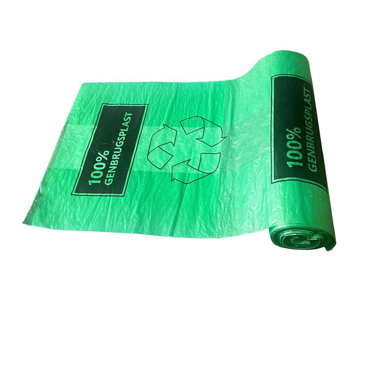 Spandepose Catersource 40ltr B600xL600mm 15my MDPE med Fals Grøn 100% genbrug - 15 rl x 50 stk/krt