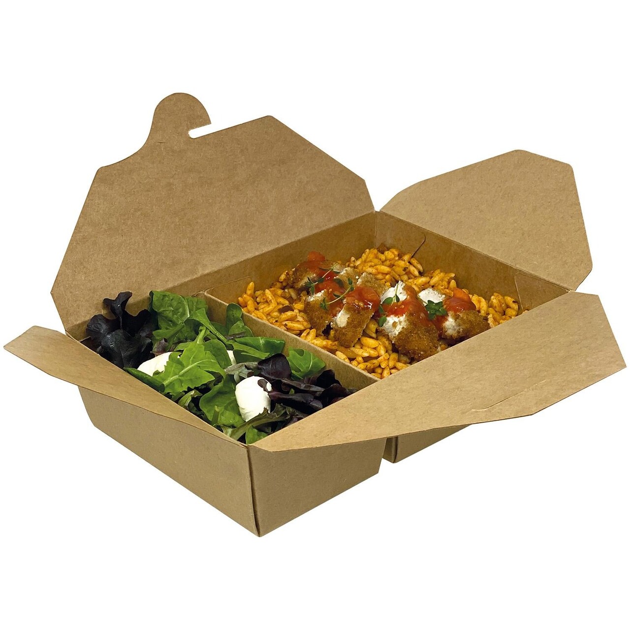 Boks Catersource 2-rum 230/200x155/140x65mm 1430ml 510/920ml karton med PE Brun - 4 pk x 50 stk/krt