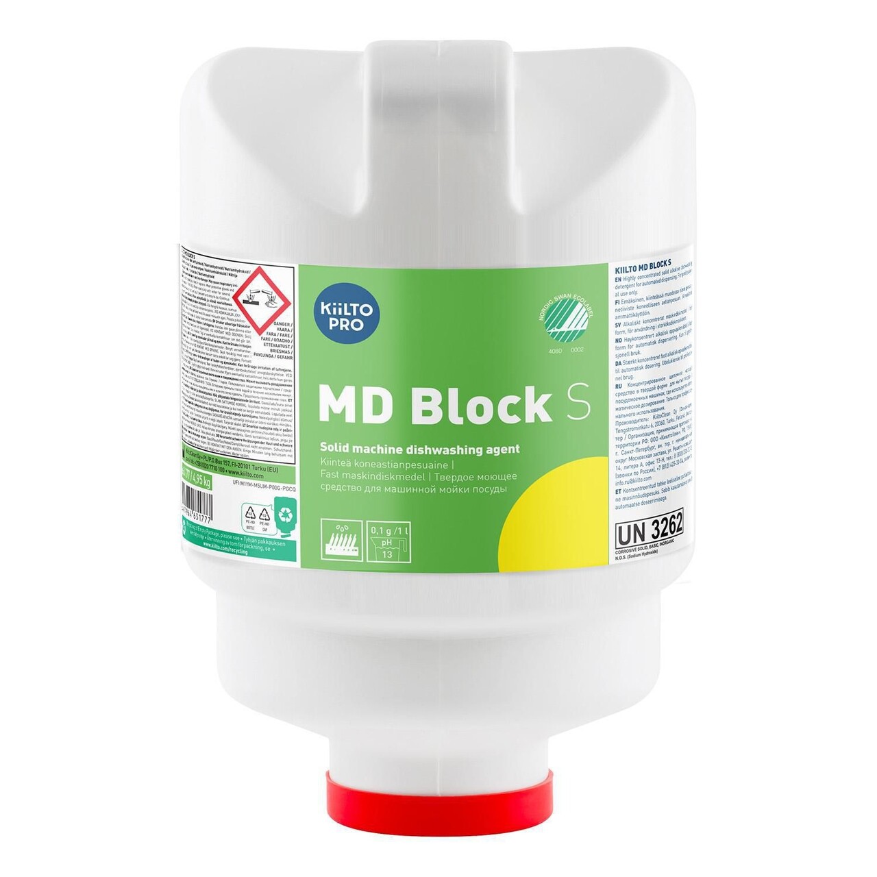 Maskinopvask Anlæg Fast Kiilto Pro MD Block S 4.95kg Svanemærket uden klor - 2 dnk x 4.95 kg/krt