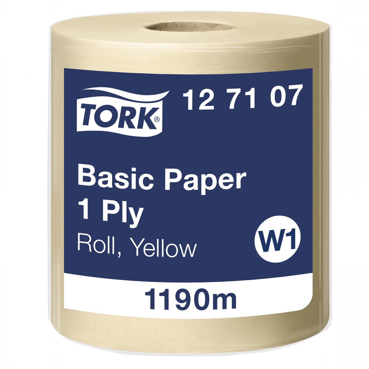 Aftørringspapir Tork 127107 Basic W1 1-lags gul 1190 meter - 1 rulle
