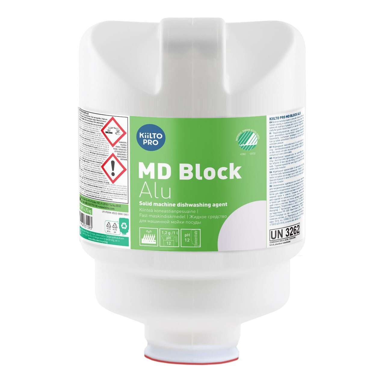 Maskinopvask Anlæg Fast Kiilto MD Block Alu Svanemærket u. klor til alu - 2 dnk x 4.95 kg/krt