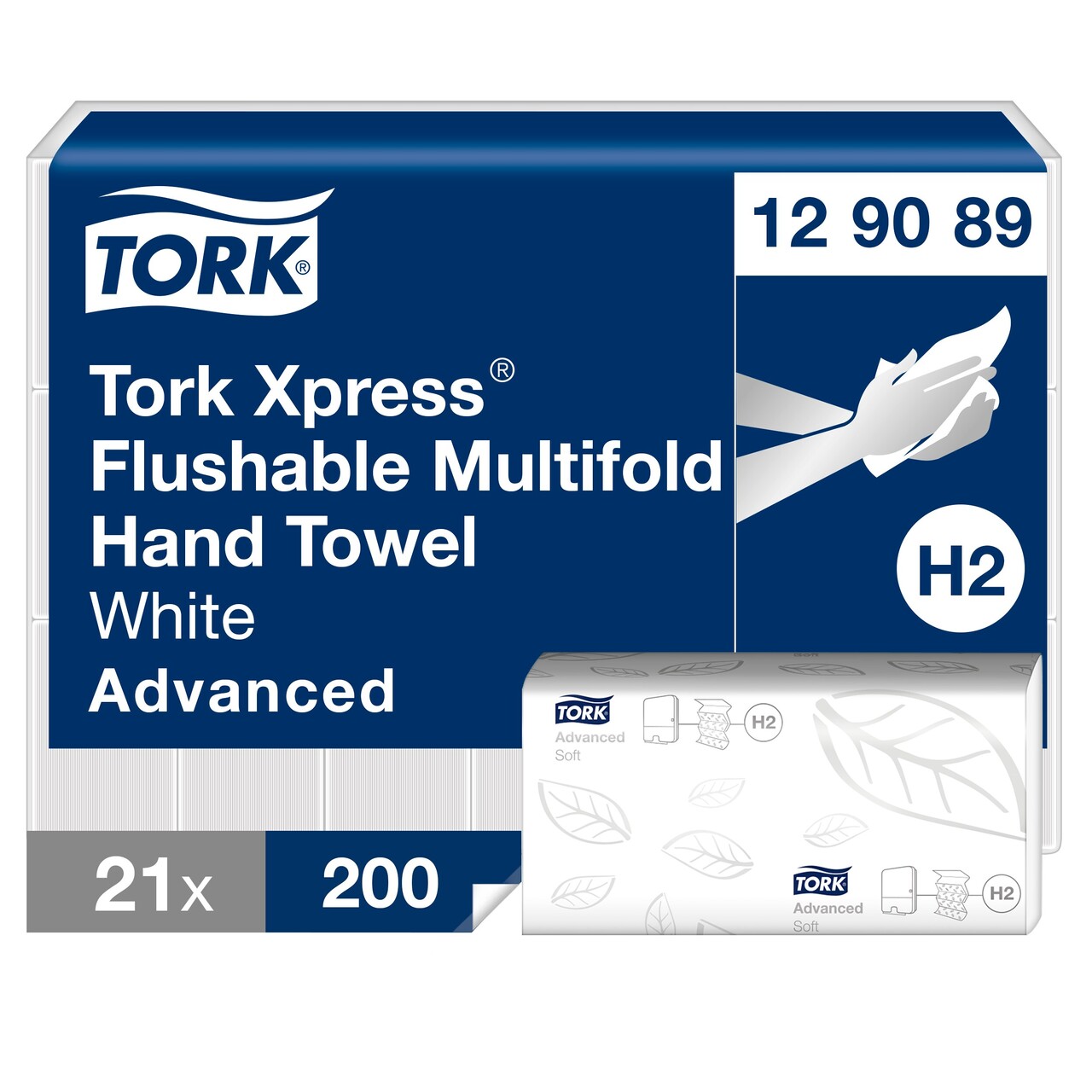 Papirhåndklæde Tork 129089 Xpress H2 2-lags M-fold 4200stk